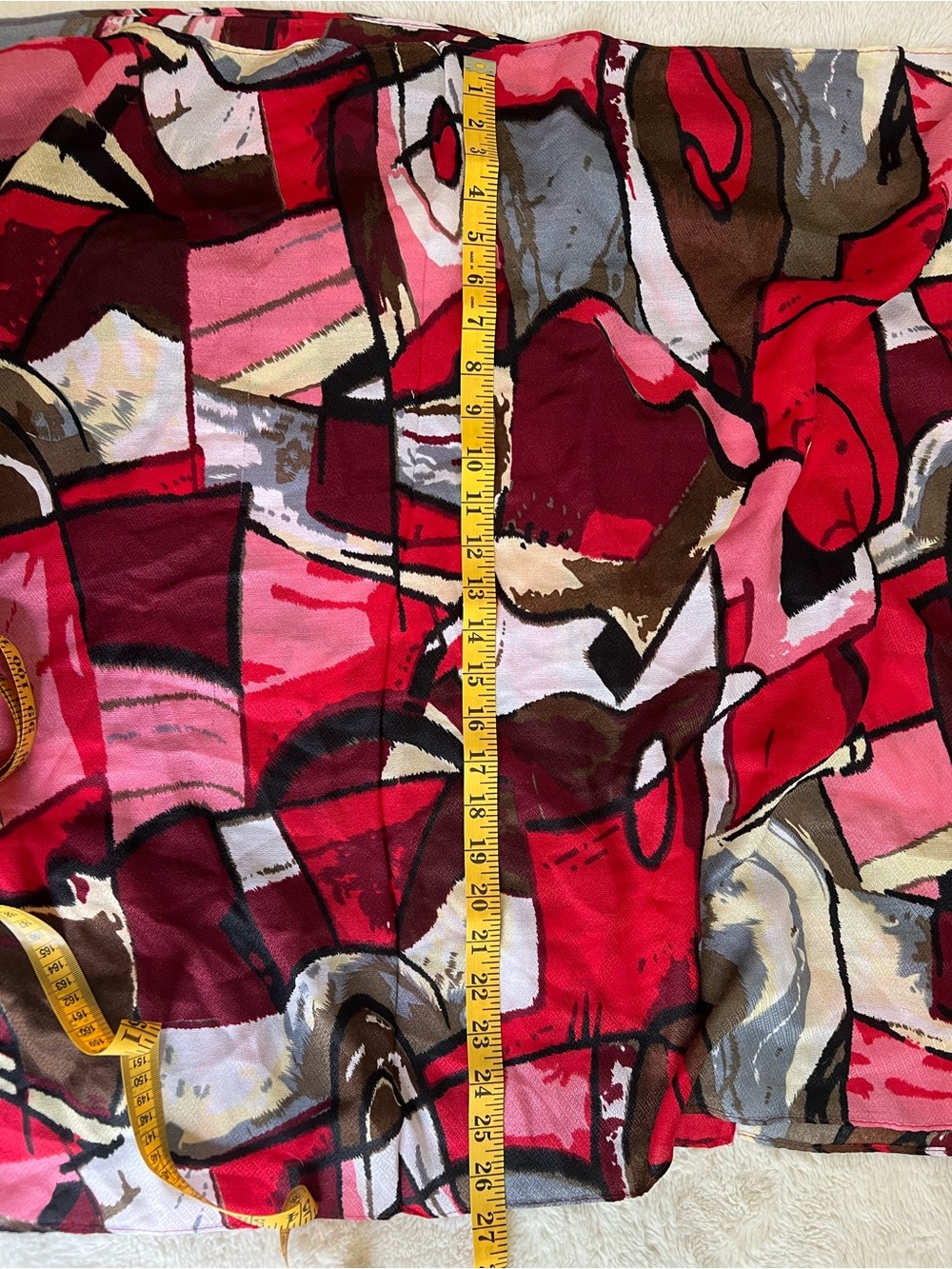 Women's Abstract Print Infinity Scarf - Red Pink - Picture 2 of 2